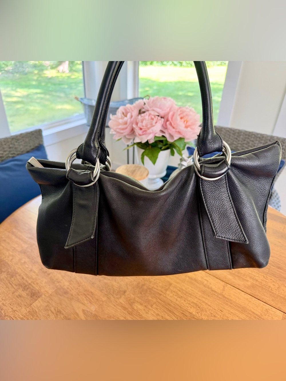 Circa 1990’s Express Design Studio Black Leather Shoulder Bag